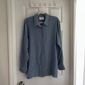 Aritzia Babaton Academy Silk Blouse in Slab Blue